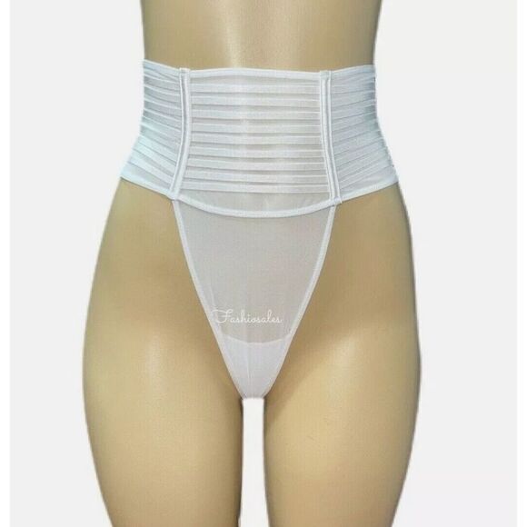 Victorias Secret LUXE Sheer Mesh HighWaist Strappy thong panty White Small - Picture 2 of 5